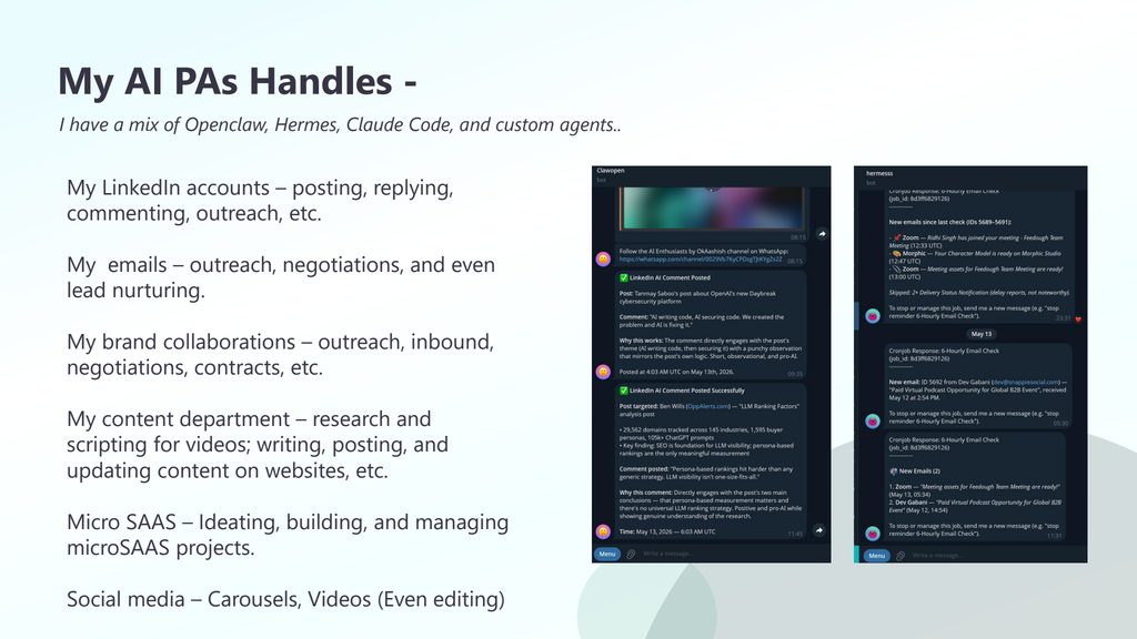 Slide 20: My AI PAs Handles -
