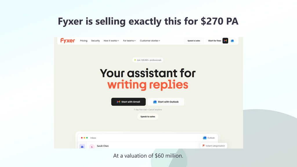 Slide 28: Fyxer is selling exactly this for $270 PA